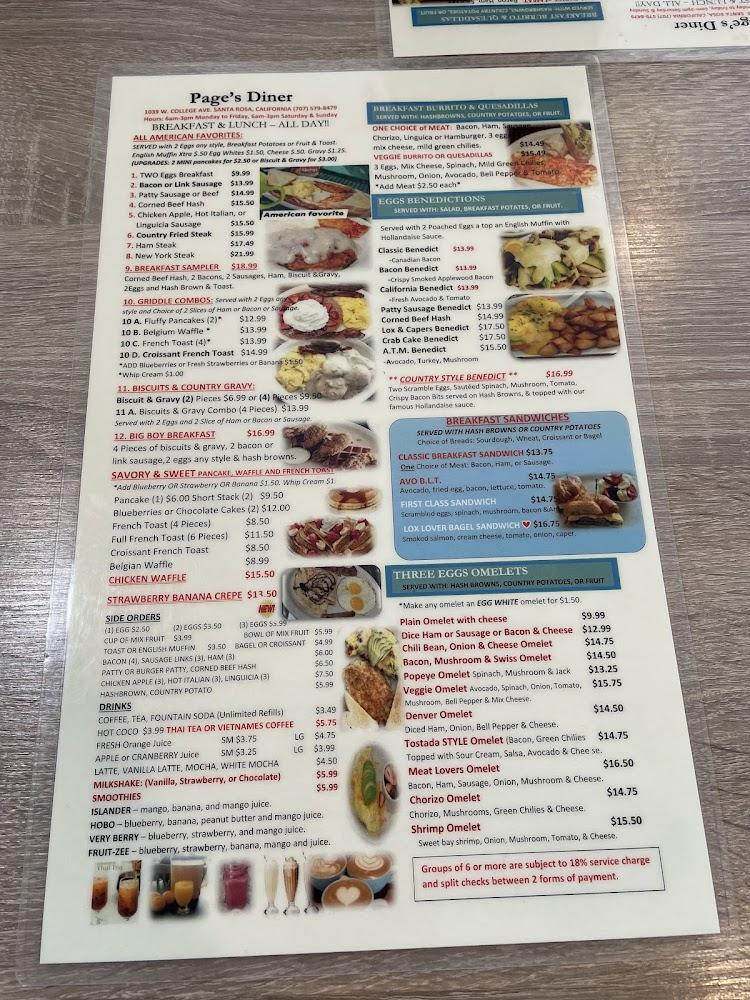 Page's Diner Menu image 2