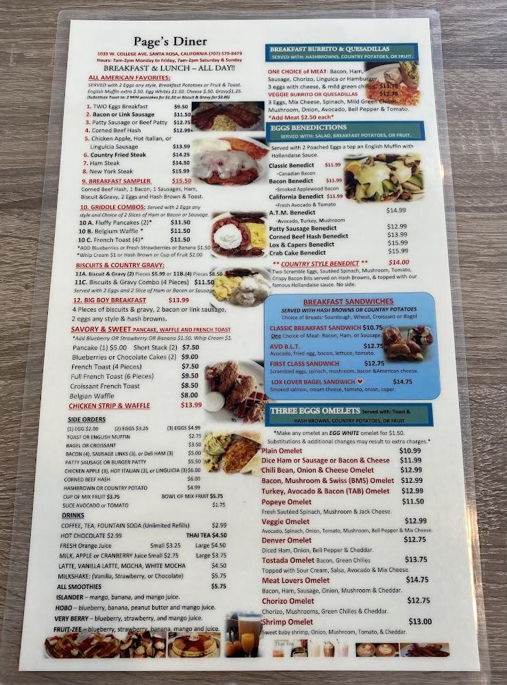 Page's Diner Menu image 3
